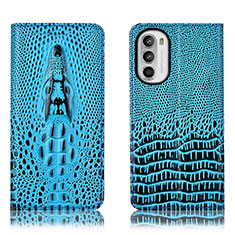 Funda de Cuero Cartera con Soporte Carcasa H03P para Motorola Moto Edge (2022) 5G Azul Cielo