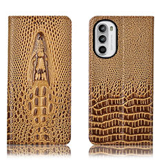 Funda de Cuero Cartera con Soporte Carcasa H03P para Motorola Moto Edge (2022) 5G Marron