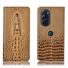 Funda de Cuero Cartera con Soporte Carcasa H03P para Motorola Moto Edge 30 Pro 5G Marron