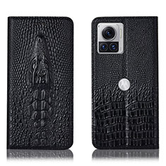 Funda de Cuero Cartera con Soporte Carcasa H03P para Motorola Moto Edge 30 Ultra 5G Negro