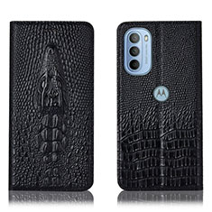 Funda de Cuero Cartera con Soporte Carcasa H03P para Motorola Moto G41 Negro