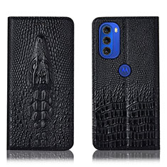 Funda de Cuero Cartera con Soporte Carcasa H03P para Motorola Moto G51 5G Negro