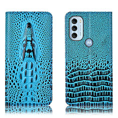 Funda de Cuero Cartera con Soporte Carcasa H03P para Motorola Moto G71 5G Azul Cielo