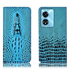 Funda de Cuero Cartera con Soporte Carcasa H03P para Oppo A1 5G Azul Cielo