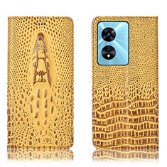 Funda de Cuero Cartera con Soporte Carcasa H03P para Oppo A1x 5G Amarillo