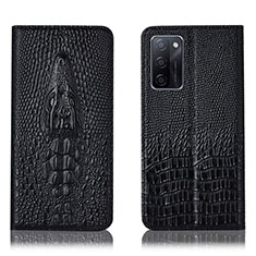 Funda de Cuero Cartera con Soporte Carcasa H03P para Oppo A55S 5G Negro