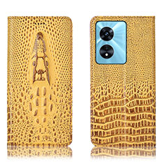 Funda de Cuero Cartera con Soporte Carcasa H03P para Oppo A78 4G Amarillo