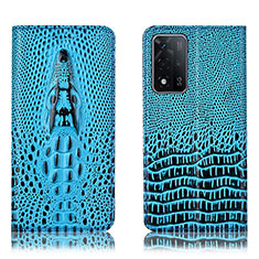 Funda de Cuero Cartera con Soporte Carcasa H03P para Oppo A93s 5G Azul Cielo