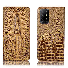 Funda de Cuero Cartera con Soporte Carcasa H03P para Oppo A95 5G Marron