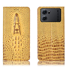 Funda de Cuero Cartera con Soporte Carcasa H03P para Oppo K10 5G Amarillo