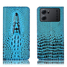 Funda de Cuero Cartera con Soporte Carcasa H03P para Oppo K10 5G Azul Cielo