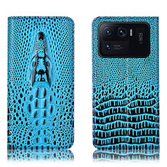 Funda de Cuero Cartera con Soporte Carcasa H03P para Xiaomi Mi 11 Ultra 5G Azul Cielo