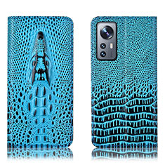 Funda de Cuero Cartera con Soporte Carcasa H03P para Xiaomi Mi 12 5G Azul Cielo