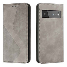 Funda de Cuero Cartera con Soporte Carcasa H03X para Google Pixel 6 5G Gris