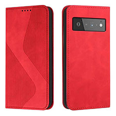 Funda de Cuero Cartera con Soporte Carcasa H03X para Google Pixel 6 5G Rojo