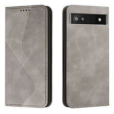 Funda de Cuero Cartera con Soporte Carcasa H03X para Google Pixel 6a 5G Gris