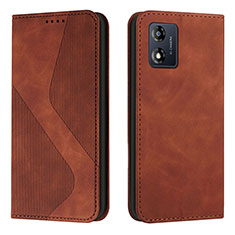 Funda de Cuero Cartera con Soporte Carcasa H03X para Motorola Moto E13 Marron