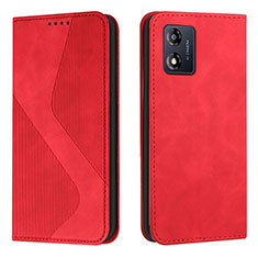 Funda de Cuero Cartera con Soporte Carcasa H03X para Motorola Moto E13 Rojo