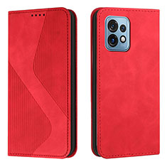 Funda de Cuero Cartera con Soporte Carcasa H03X para Motorola Moto Edge 40 Pro 5G Rojo