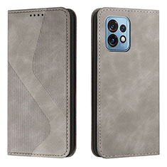 Funda de Cuero Cartera con Soporte Carcasa H03X para Motorola Moto Edge Plus (2023) 5G Gris