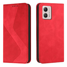 Funda de Cuero Cartera con Soporte Carcasa H03X para Motorola Moto G53 5G Rojo