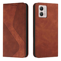 Funda de Cuero Cartera con Soporte Carcasa H03X para Motorola Moto G53j 5G Marron