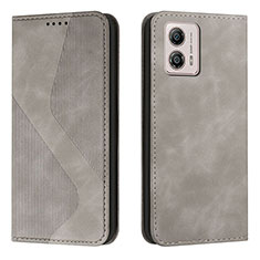 Funda de Cuero Cartera con Soporte Carcasa H03X para Motorola Moto G53y 5G Gris