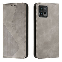 Funda de Cuero Cartera con Soporte Carcasa H03X para Motorola Moto G72 Gris