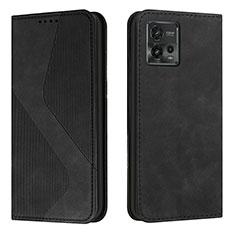 Funda de Cuero Cartera con Soporte Carcasa H03X para Motorola Moto G72 Negro