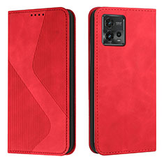 Funda de Cuero Cartera con Soporte Carcasa H03X para Motorola Moto G72 Rojo