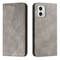 Funda de Cuero Cartera con Soporte Carcasa H03X para Motorola Moto G73 5G Gris