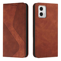 Funda de Cuero Cartera con Soporte Carcasa H03X para Motorola Moto G73 5G Marron