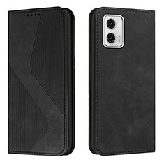 Funda de Cuero Cartera con Soporte Carcasa H03X para Motorola Moto G73 5G Negro