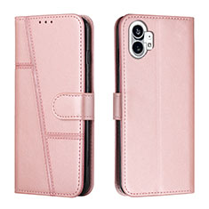 Funda de Cuero Cartera con Soporte Carcasa H03X para Nothing Phone 1 Oro Rosa