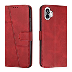 Funda de Cuero Cartera con Soporte Carcasa H03X para Nothing Phone 1 Rojo