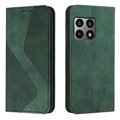 Funda de Cuero Cartera con Soporte Carcasa H03X para OnePlus 10 Pro 5G Verde