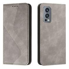 Funda de Cuero Cartera con Soporte Carcasa H03X para OnePlus Nord 2 5G Gris