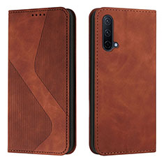 Funda de Cuero Cartera con Soporte Carcasa H03X para OnePlus Nord CE 5G Marron