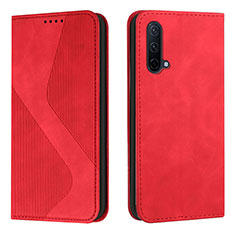 Funda de Cuero Cartera con Soporte Carcasa H03X para OnePlus Nord CE 5G Rojo