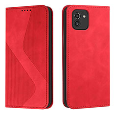 Funda de Cuero Cartera con Soporte Carcasa H03X para Samsung Galaxy A03 Rojo