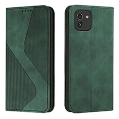 Funda de Cuero Cartera con Soporte Carcasa H03X para Samsung Galaxy A03 Verde