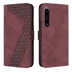 Funda de Cuero Cartera con Soporte Carcasa H03X para Sony Xperia 1 IV Marron