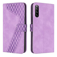 Funda de Cuero Cartera con Soporte Carcasa H03X para Sony Xperia 10 IV SO-52C Morado