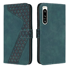 Funda de Cuero Cartera con Soporte Carcasa H03X para Sony Xperia 5 IV Verde