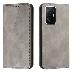 Funda de Cuero Cartera con Soporte Carcasa H03X para Xiaomi Mi 11T 5G Gris