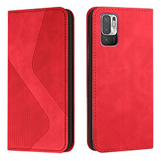 Funda de Cuero Cartera con Soporte Carcasa H03X para Xiaomi POCO M3 Pro 5G Rojo