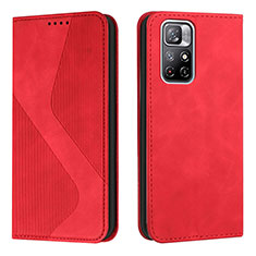 Funda de Cuero Cartera con Soporte Carcasa H03X para Xiaomi Poco M4 Pro 5G Rojo
