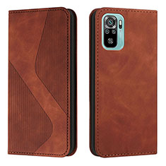 Funda de Cuero Cartera con Soporte Carcasa H03X para Xiaomi Poco M5S Marron