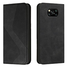 Funda de Cuero Cartera con Soporte Carcasa H03X para Xiaomi Poco X3 NFC Negro