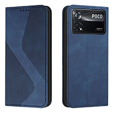 Funda de Cuero Cartera con Soporte Carcasa H03X para Xiaomi Poco X4 Pro 5G Azul